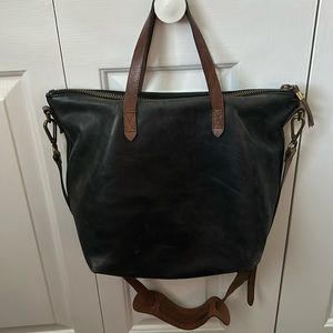 Madewell Black Leather Tote Bag